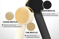 Close-up of Liorae Cléa silicone bristles – coarse, fine and medium zones for precise cleansing