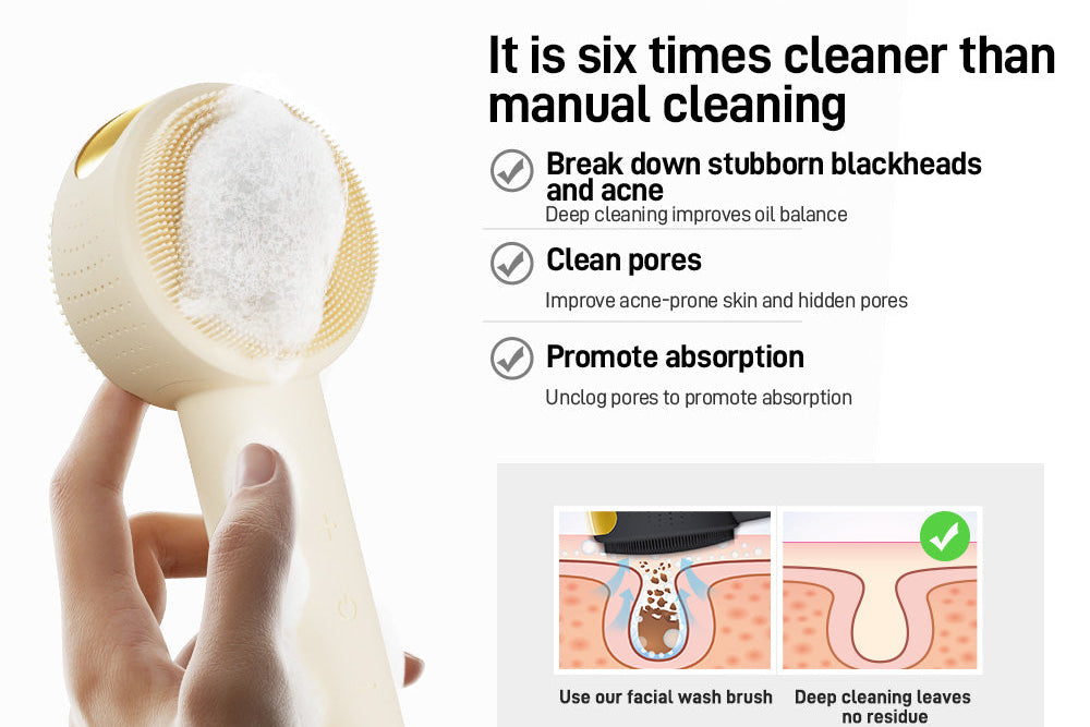 Liorae Cléa facial cleanser showing six-times deeper pore cleaning and absorption benefits