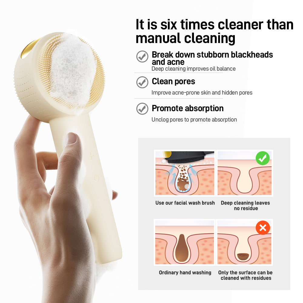 Liorae Cléa facial cleanser showing six-times deeper pore cleaning and absorption benefits