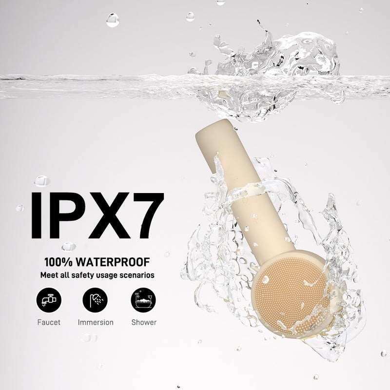 Liorae Cléa IPX7 waterproof facial brush submerged in water