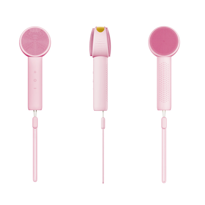 Liorae Cléa sonic cleanser in pastel pink – soft silicone surface